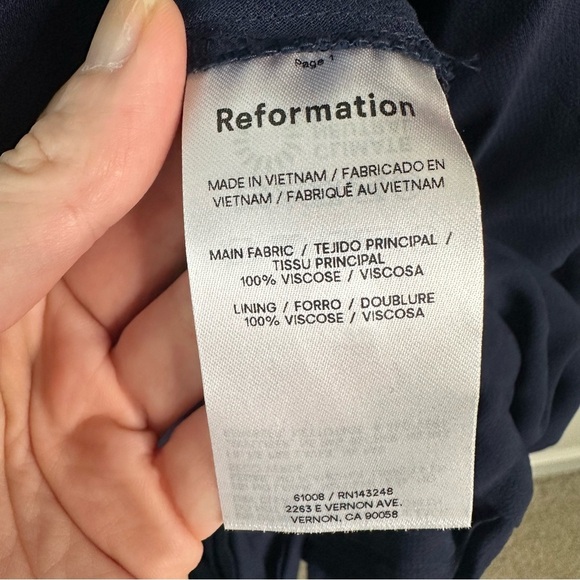 Reformation Navy Suki Midi Dress SZ US 6 - Picture 6 of 9